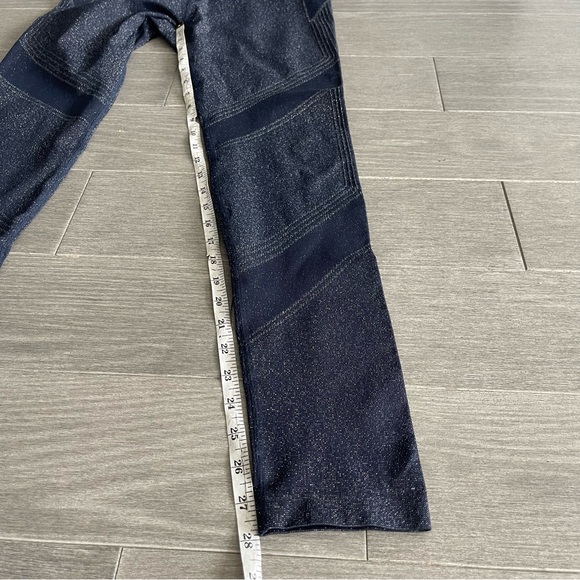 Athleta Twilight Tight Navy Sparkly Silver Metallic High Waisted Leggings Size L - Picture 12 of 15